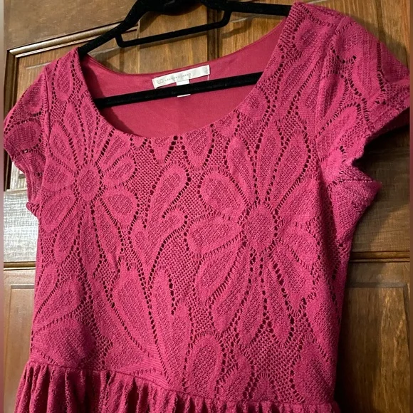 LC Lauren Conrad Pink Crochet Pattern Floral Dress - Picture 2 of 4